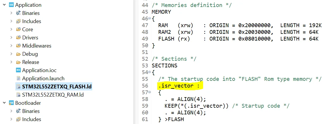 linker-script-stm32 Ingénieur bootloader